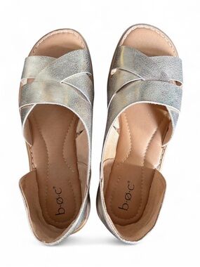 b.o.c. Metallic Gold Cross-Strap Comfort Sandals